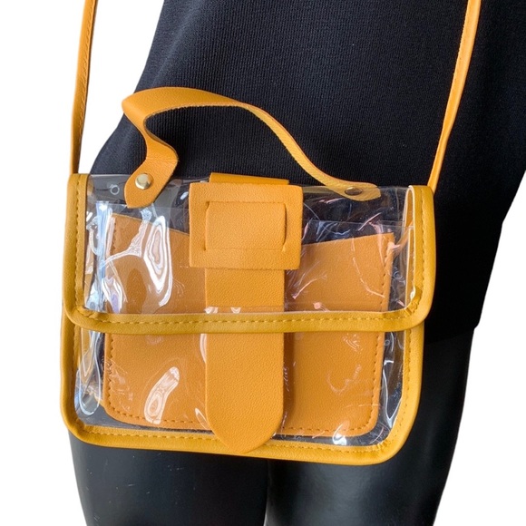 Clear Stadium Crossbody Bag in Yellow with Removable Insert - Picture 7 of 7